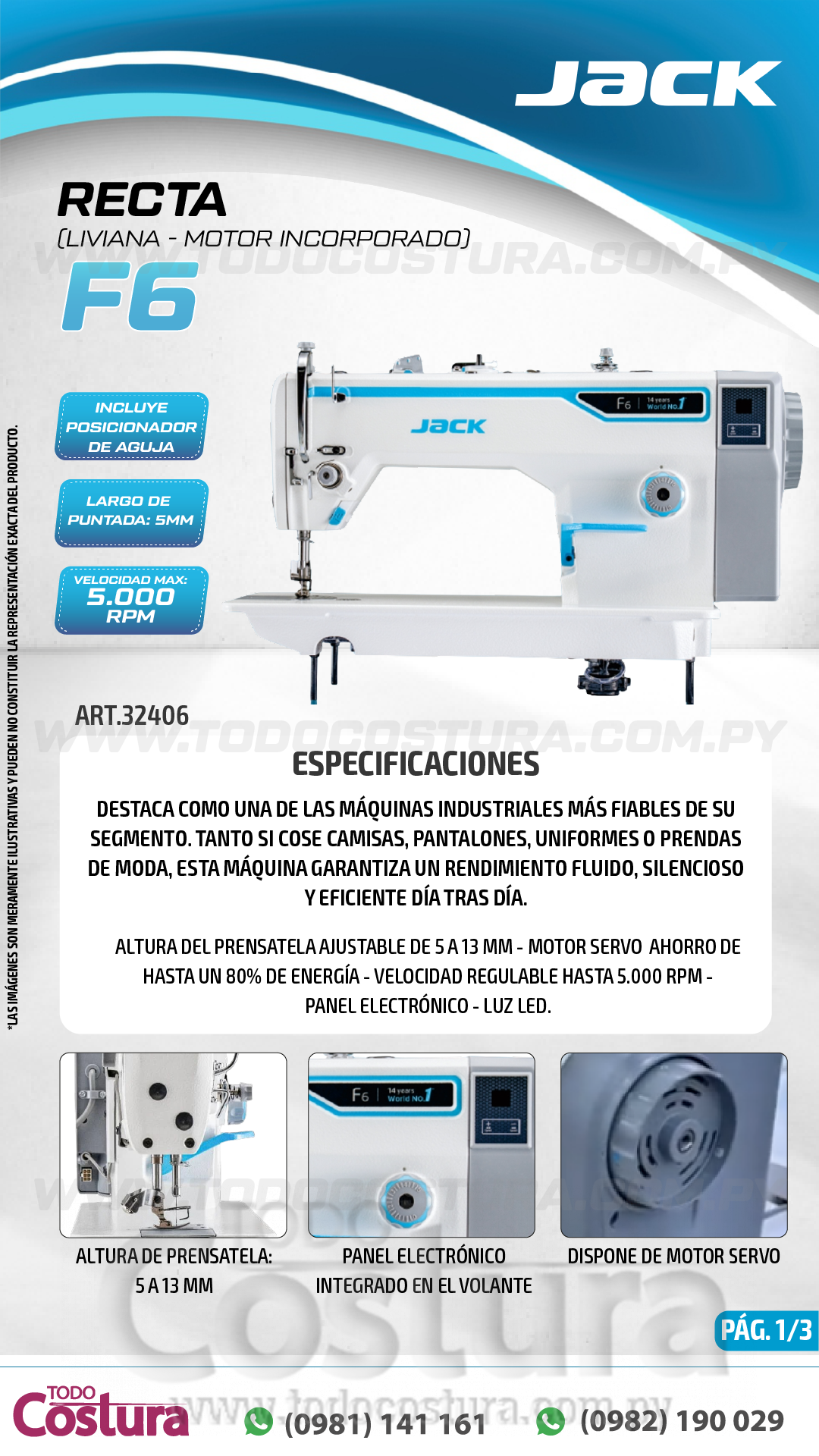 RECTA (LIVIANA) JACK F6 (MOTOR INCORPORADO)